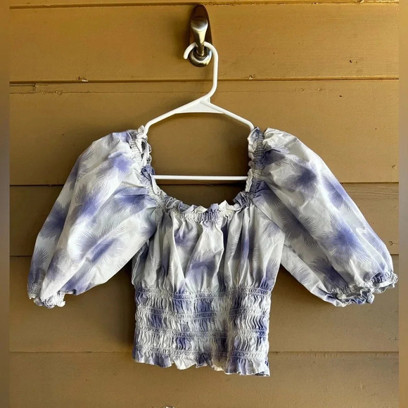 Purple Floral Puff Sleeve Crop Top - Levi’s - Size M - Picture 4 of 4